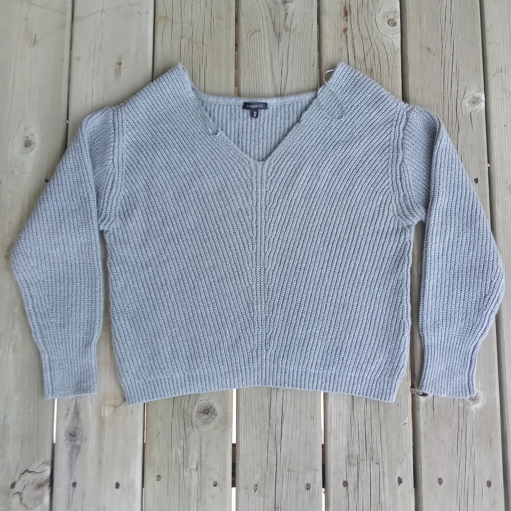 Dynamite Knit V-neck Sweater Grey Size  S